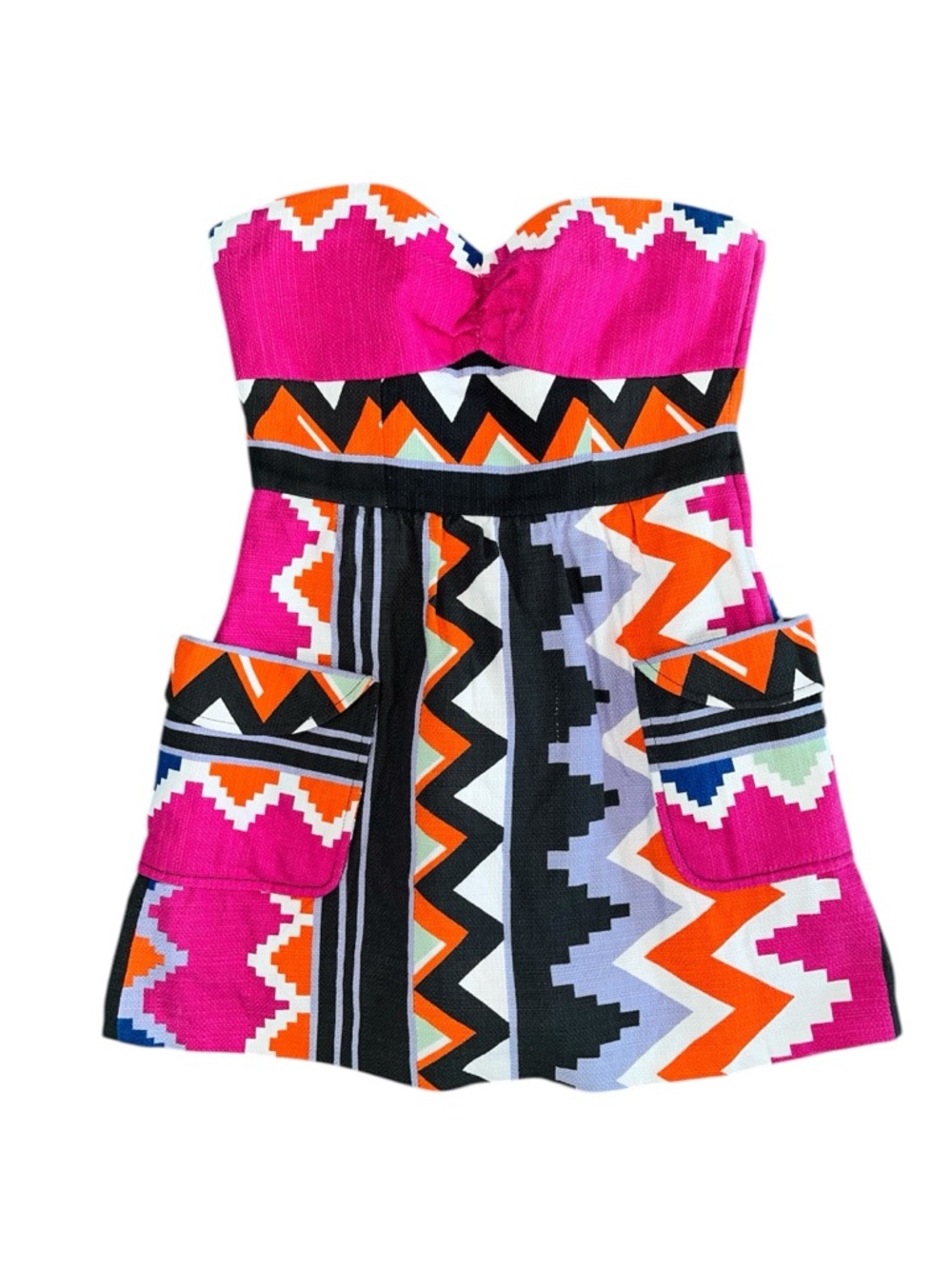 Tibi Navajo Strapless Mini Dress Tribal Print Pink Multi 4 Aztec Y2K Festival - Picture 4 of 15